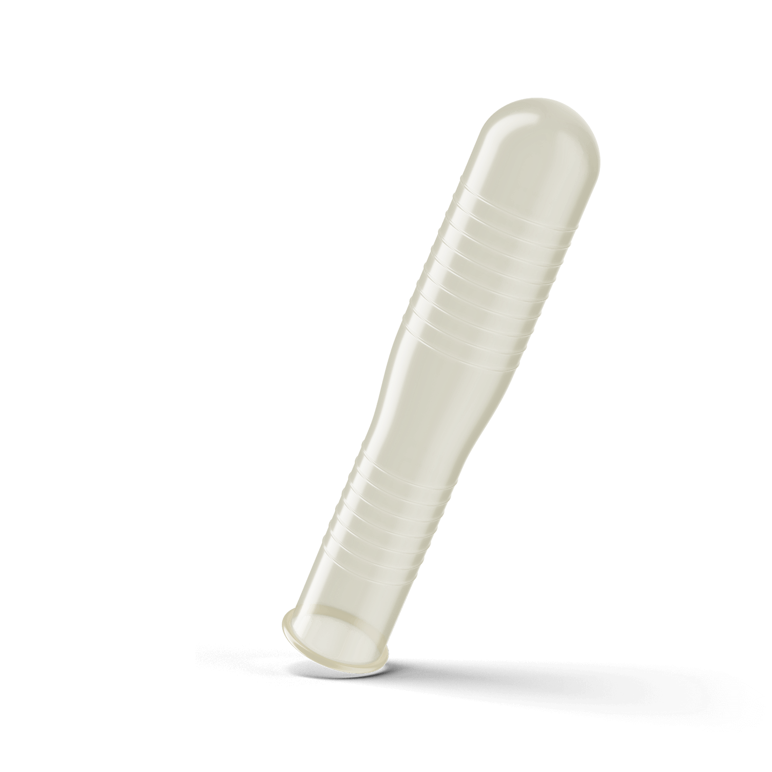 One of the Trojan Double Ecstasy fully inflated, showcasing the ribbed design and the bulbous tip design that offers more pleasure for both partners | Kinkly Shop