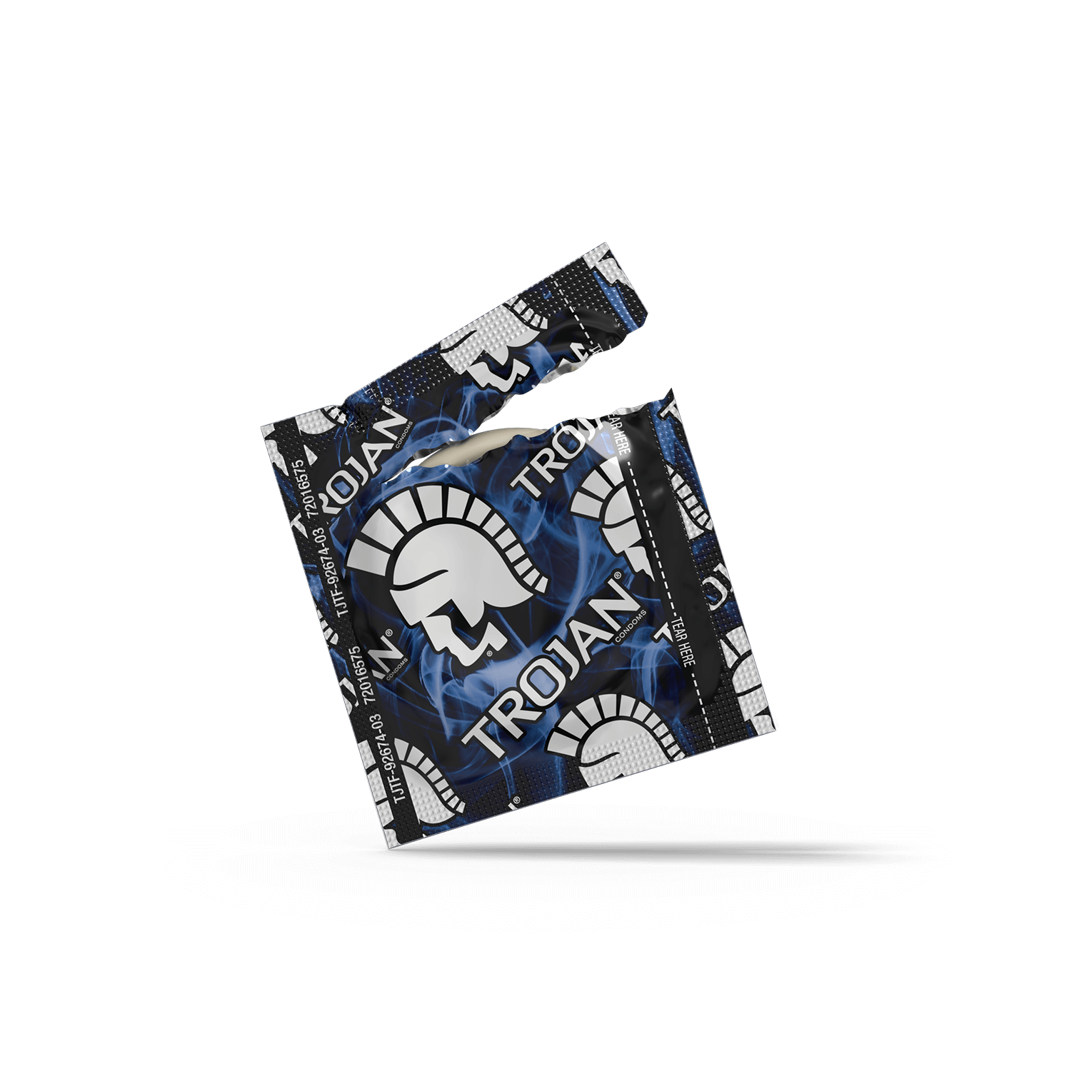 An individually wrapped Trojan Bareskin condom | Kinkly