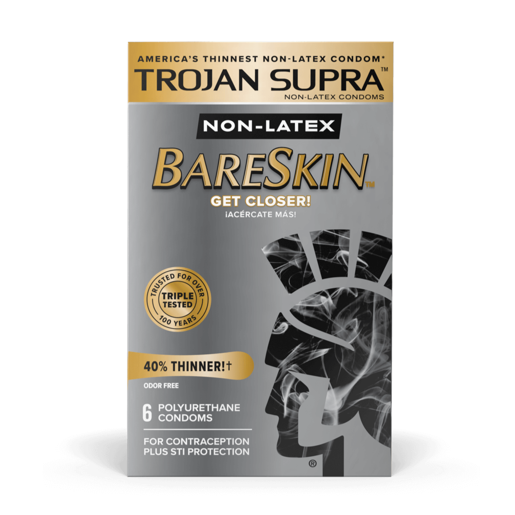 Packaging for the Trojan BareSkin Supra - Non-Latex in a 6 pack | Kinkly Shop