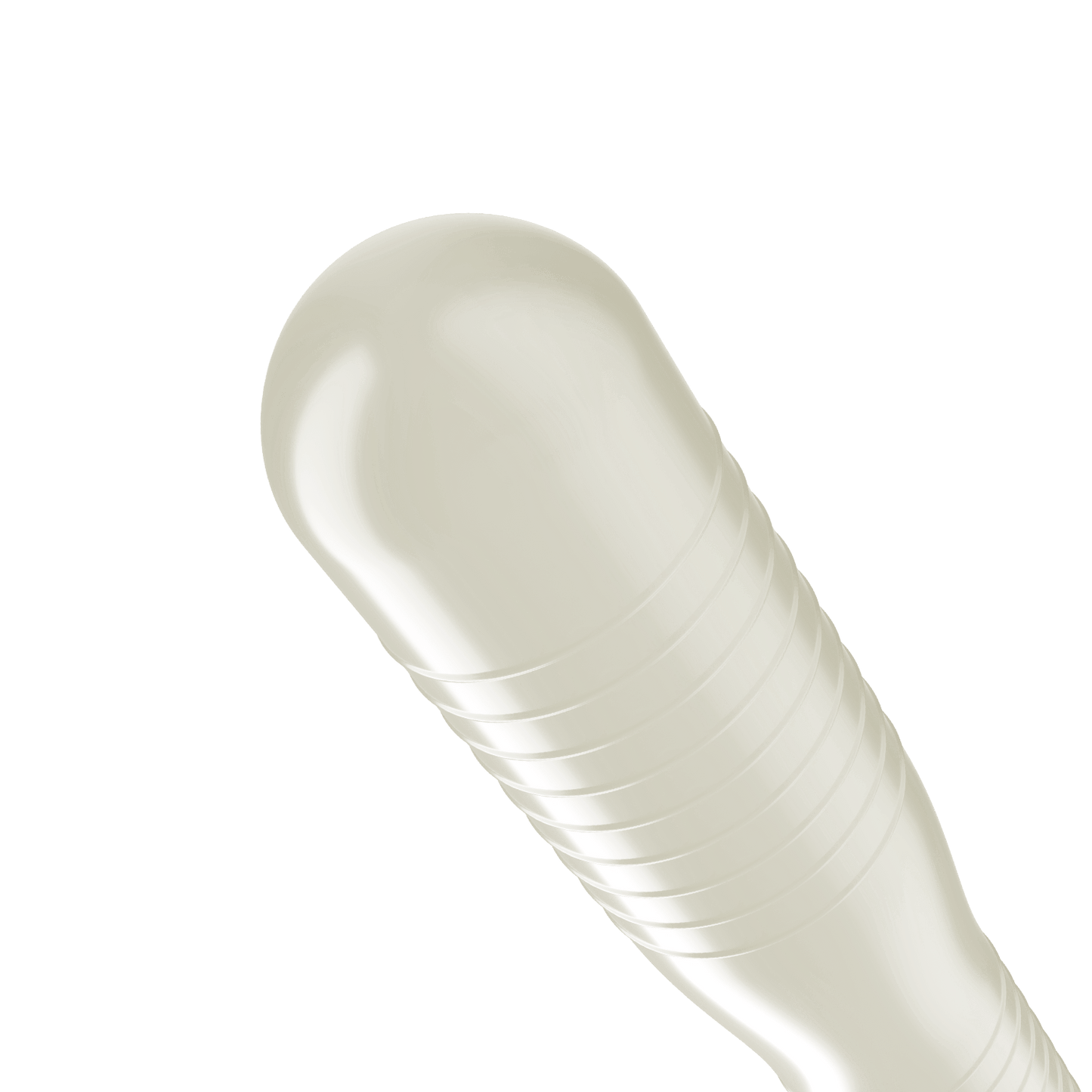 Close-up of the tip of the Trojan Ecstasy Ultra Ribbed condom. It doesn't have a reservoir tip, and it has ribbing right underneath it. | Kinkly Shop