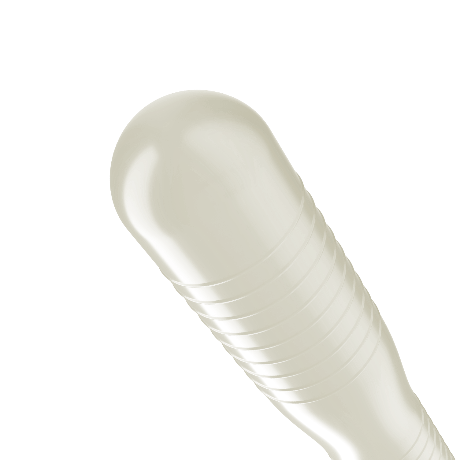 Close-up of the tip of the Trojan Ecstasy Ultra Ribbed condom. It doesn't have a reservoir tip, and it has ribbing right underneath it. | Kinkly Shop