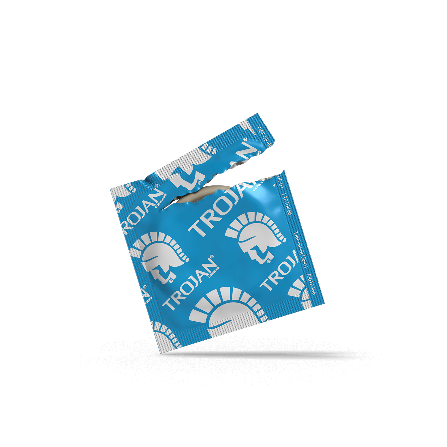 One of the individually-wrapped condom wrappers for the Trojan ENZ | Kinkly
