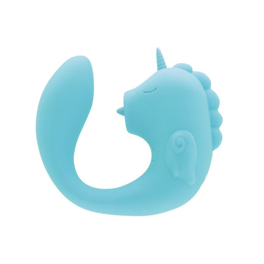 Side profile of the Unihorn C Horse, showcasing the unihorn-like "face" that offers external stimulation with the "body" that slide inside for dual stimulation | Kinkly Shop
