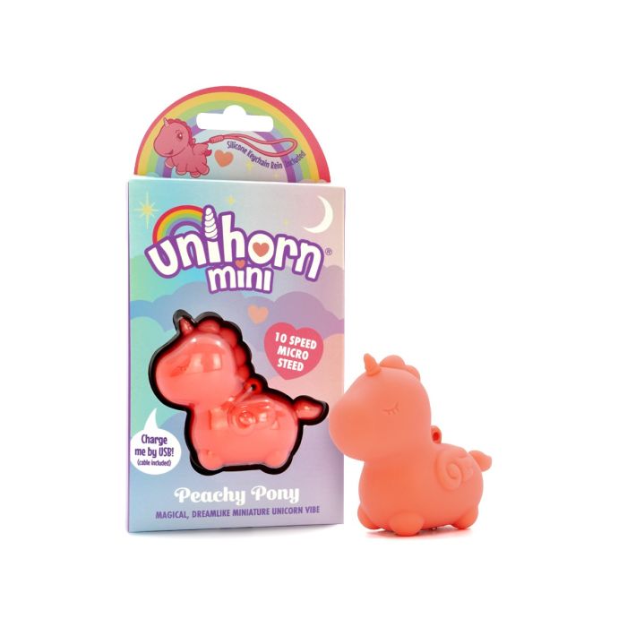 The Unihorns Mini Peachy Pony shown next to the packaging | Kinkly Shop