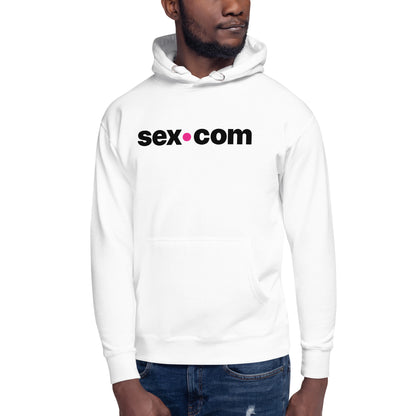 Sudadera unisex con capucha Sex.com - Blanca