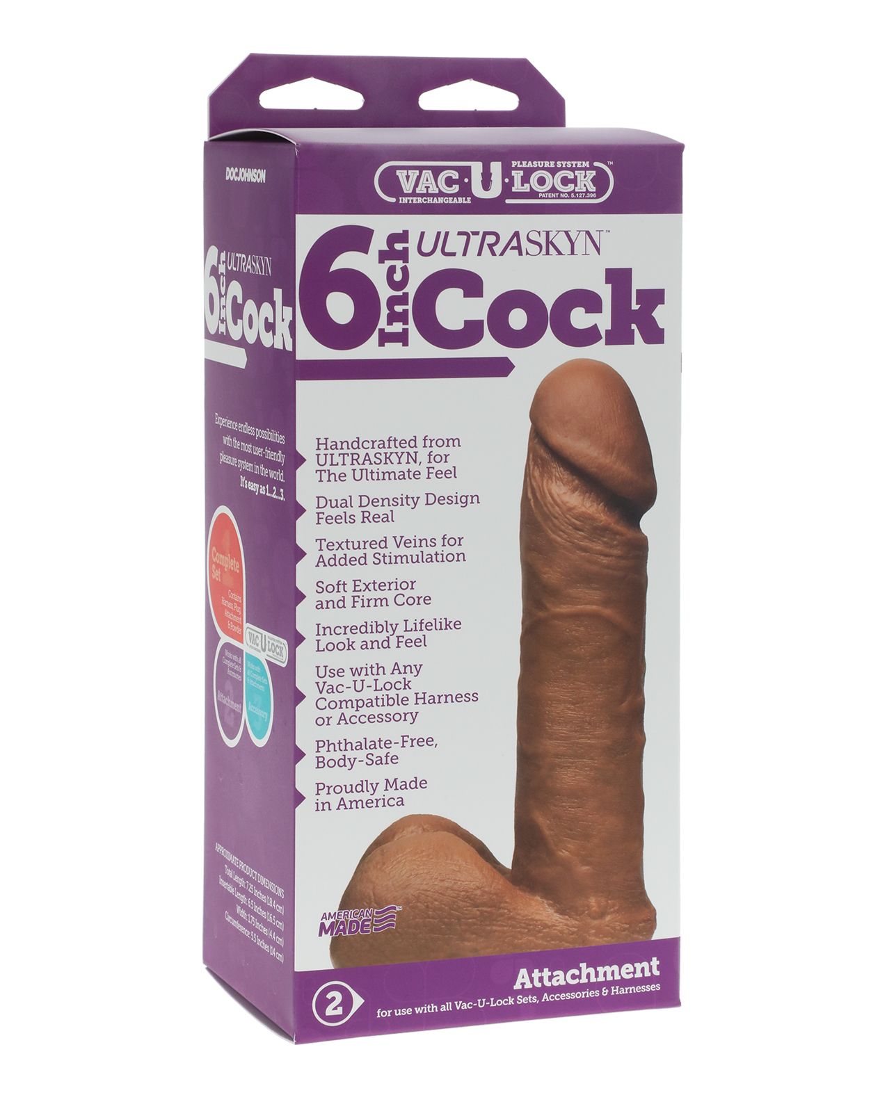 Packaging for the Vac-U-Lock Ultraskyn in 6" Brown | Kinkly Shop