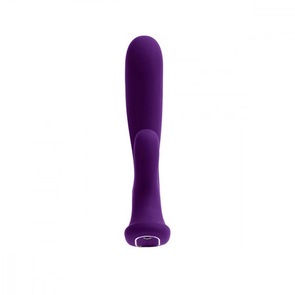 Front view of the VeDO Wild showcases the curved base, and thicker-than-the-clitoral-arm shaft | Kinkly Shop
