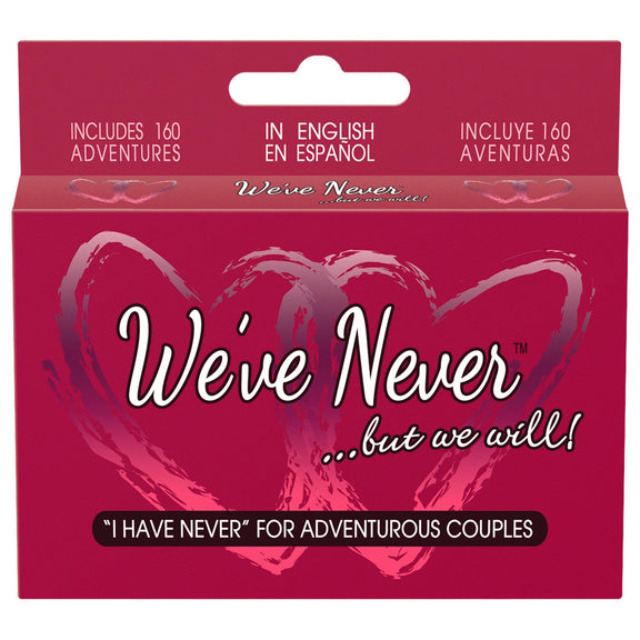 The box for the "We've Never...But We Will" Board Game | Kinkly