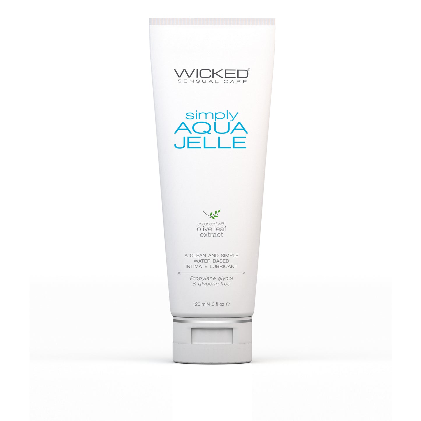 The bottle of the Wicked Simply Aqua Jelle - 4oz | Kinkly Shop