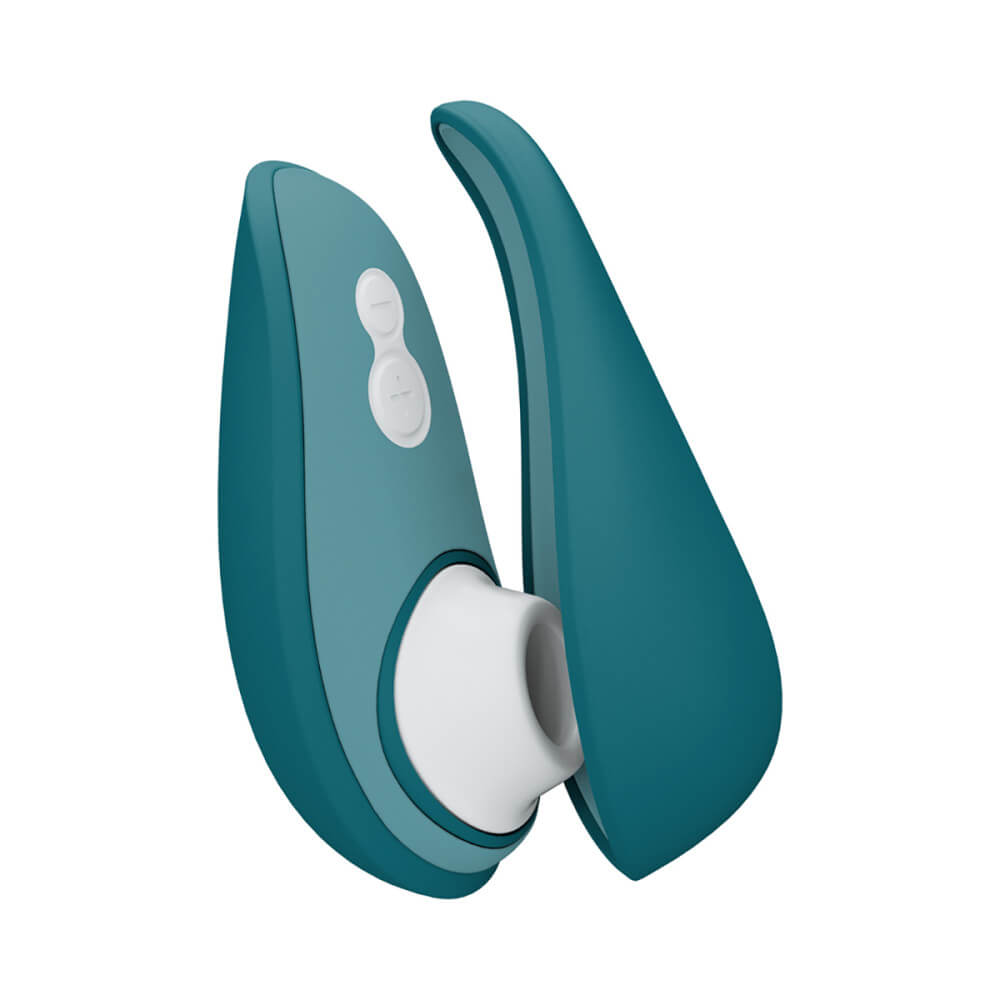 Womanizer Liberty 2 in Dark Petrol up against a plain white background | Kinkly Shop
