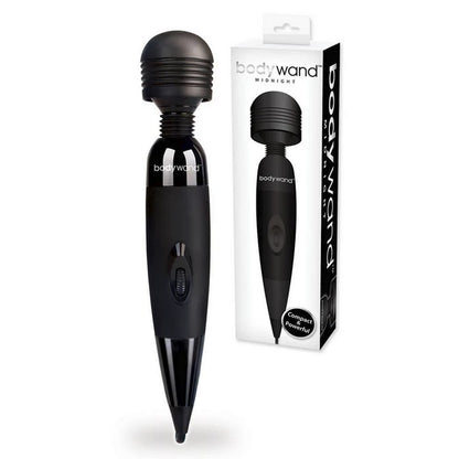 The Bodywand Midnight displayed next to what its packaging looks like. | Kinkly Shop