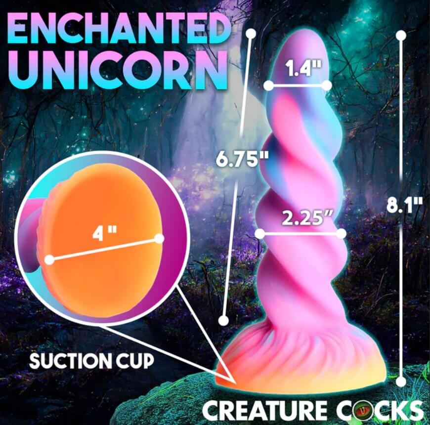 A photo of the XR Brands Moon Rider shown with all of the measurement numbers superimposed overtop of the different areas of the shaft. All measurements can be found within the product text body itself. | Kinkly Shop