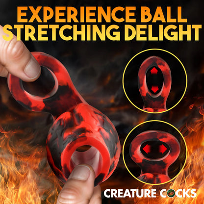 Collage of images showcases how stretchy the ball stretcher portion is. It can be stretched length-wise and width-wise. | Kinkly Shop