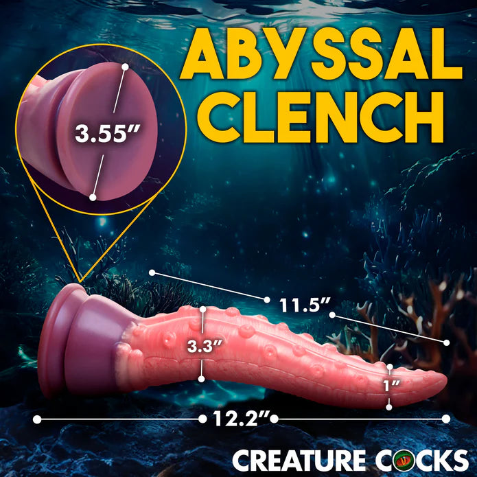 The Creature Cocks Octoprobe with measurements superimposed over its length. All measurements are included within the product text description. | Kinkly Shop