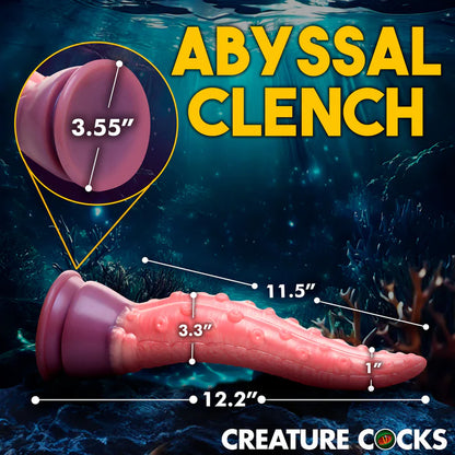 The Creature Cocks Octoprobe with measurements superimposed over its length. All measurements are included within the product text description. | Kinkly Shop