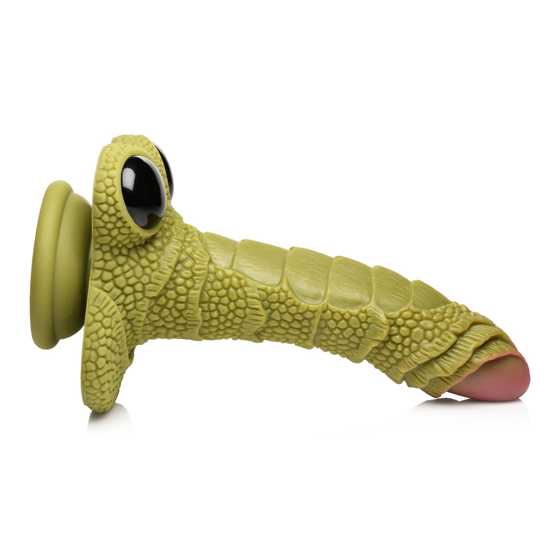 Side view of the Creature Cocks Swamp Monster. The dildo has a ton of really interesting textures all over it compared to a lot of other fantasy dildos. | Kinkly Shop