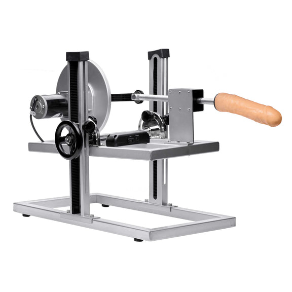 The Maestro Multi-Faceted Sex Machine with the realistic dildo shown attached to the machine. | Kinkly Shop