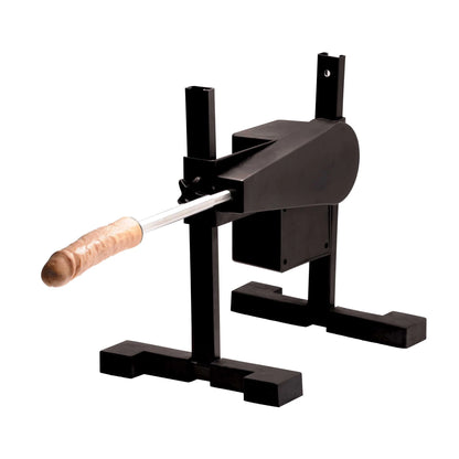 Close-up of the dildo on the tip of the thrusting arm. The entire machine looks very sturdy and robust. | Kinkly Shop
