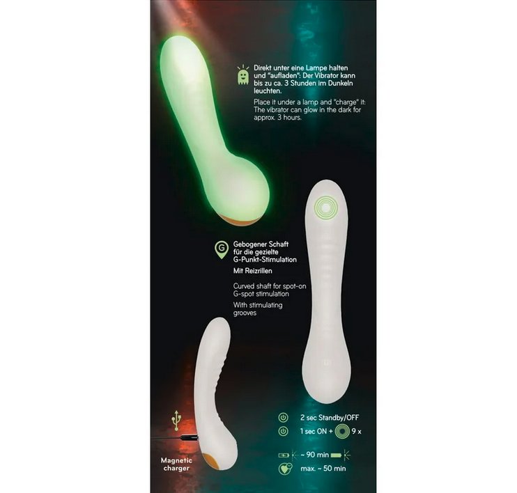 Backside of the packaging for the You2Toys Glow-in-the-Dark G-Spot | Kinkly Shop