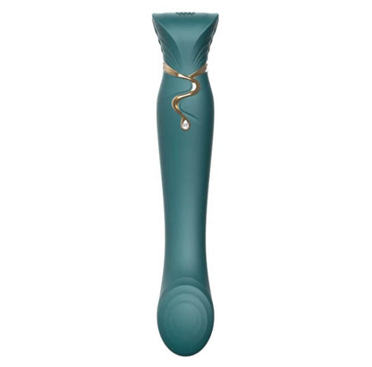 Front view of the ZALO Queen without the air suction tip sleeve slid on the toy. The tip of the vibrator looks broad and like it would keep vibrations in a targeted area. | Kinkly Shop