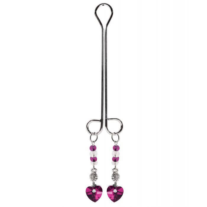 The Bijoux de Nip Clit Clamp with Heart Charm up against a white background | Kinkly Shop