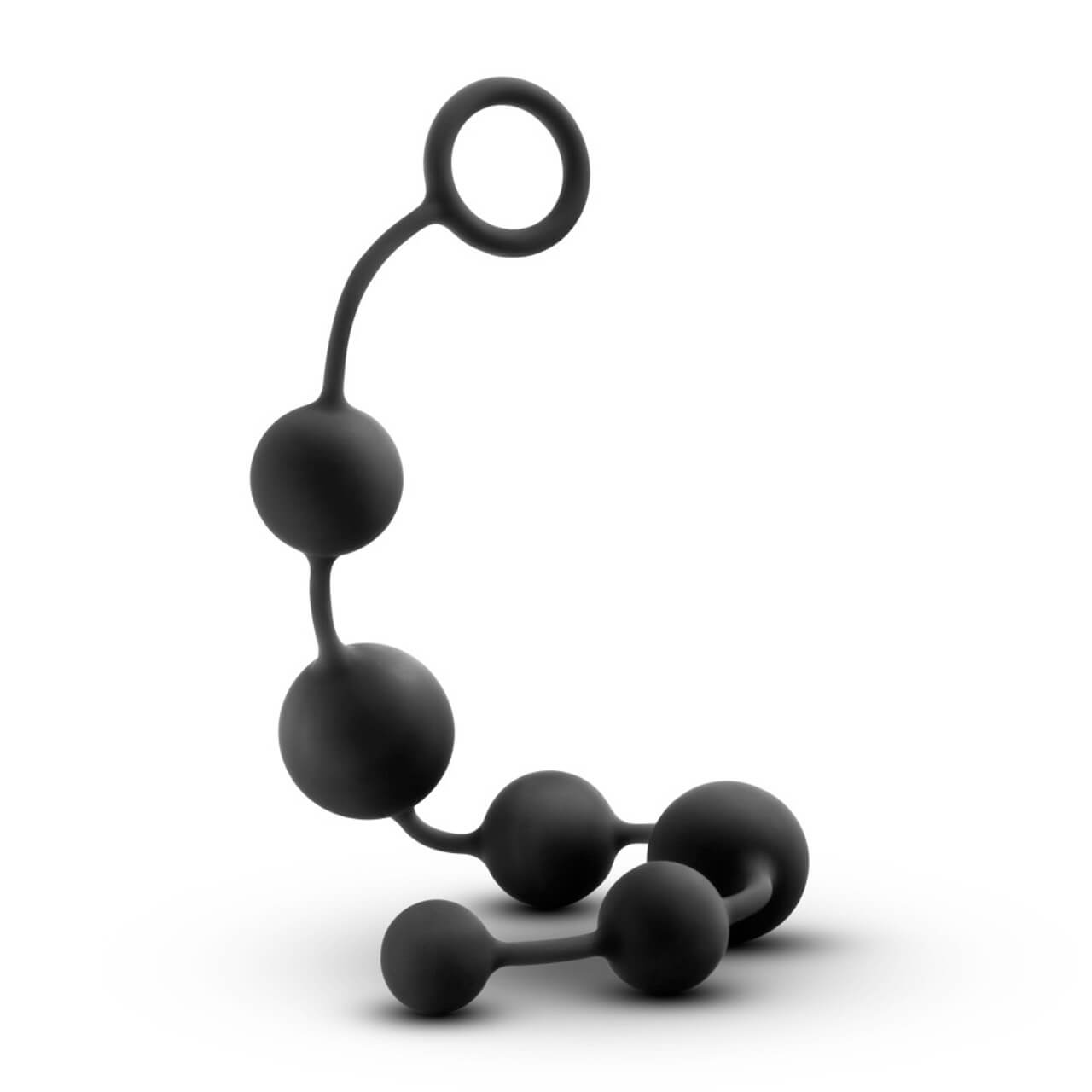The Blush Anal Adventures Large Anal Beads up against a white background coiled up against itself. | Kinkly Shop