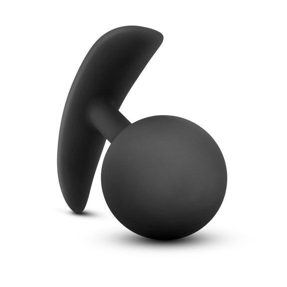 A different view of the Blush Luxe Vibra Round Butt Plug shows the very-round design of the insertable plug. | Kinkly Shop
