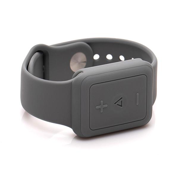 Close-up of the remote control underwear vibrator remote of the Clandestine Companion which shows the simple-control button design in addition to the watch band design | Kinkly Shop