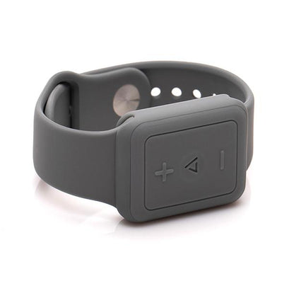 Close-up of the remote control underwear vibrator remote of the Clandestine Companion which shows the simple-control button design in addition to the watch band design | Kinkly Shop