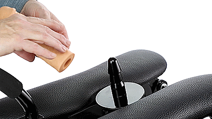 GIF showing a hand firmly placing a Vac-U-Lock dildo onto the Cloud 9 F-Slider Pro fucking machine | Kinkly Shop
