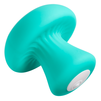 Angled view of the Cloud 9 Mushroom Massager to show the mushroom-like texture underneath the mushroom "cap" | Kinkly Shop