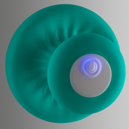 Bottom view showing the glowing light of the power button that turns on during use of the Cloud 9 Mushroom Massager | Kinkly Shop