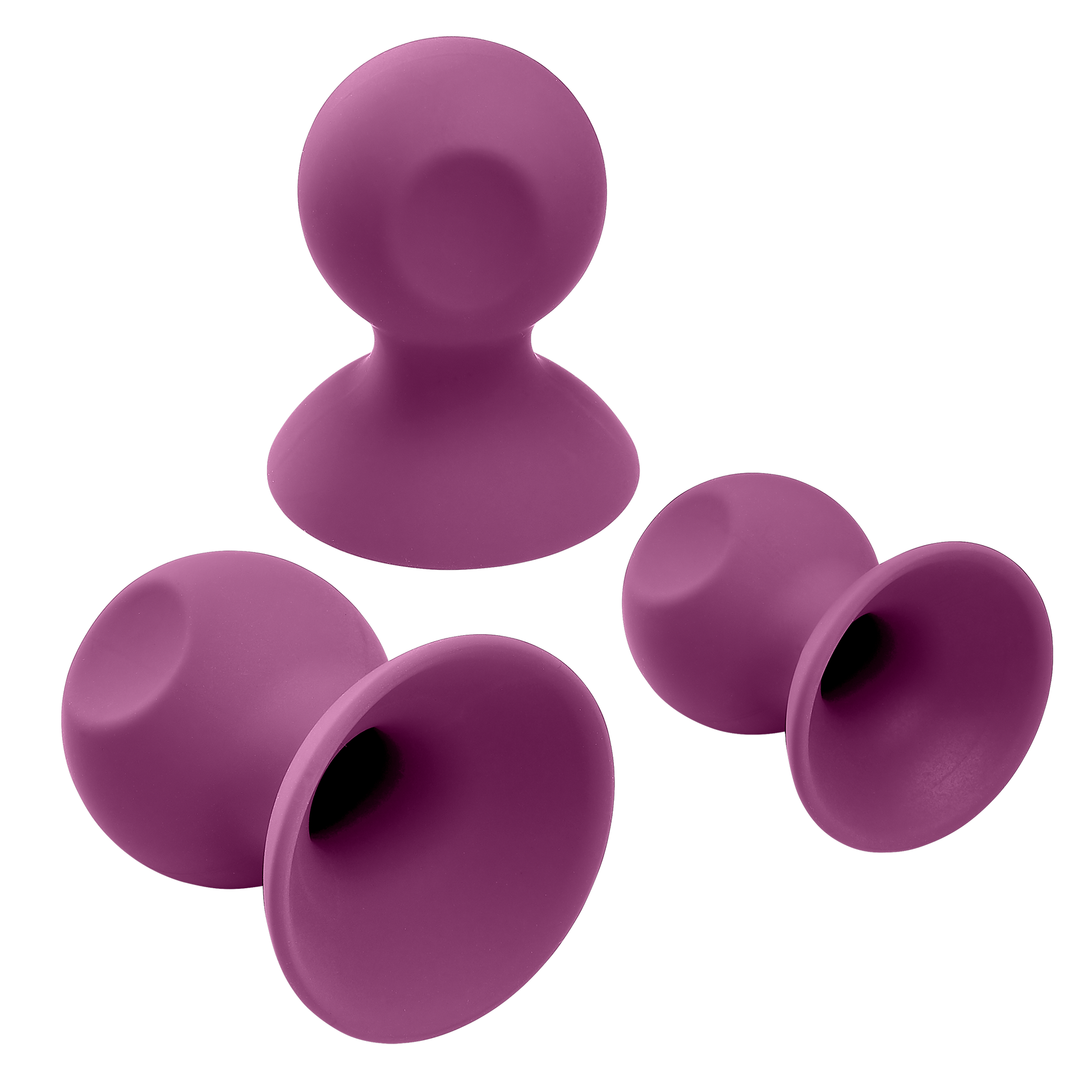 Cloud 9 Nipple Sucker and Clit Sucker Set with two suckers tipped over to show the interior, hollow design that works for the suction | Kinkly Shop