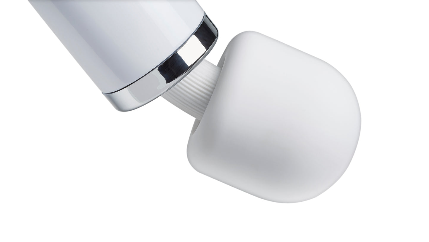 The Cloud 9 Wand Kit is bent against an all-white background to show the natural bend that the wand massager head can achieve | Kinkly Shop