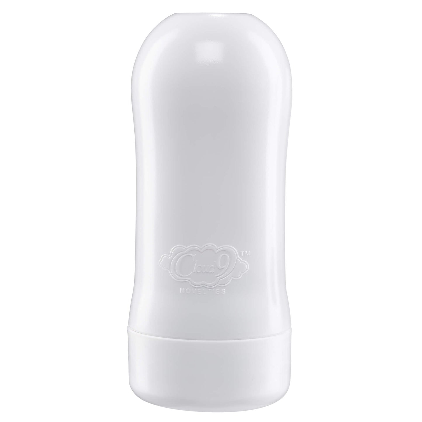 How the plastic case of the Cloud 9 Water-Activated Stroker looks while it's fully sealed up with the lid on. It looks like a plain white tube with the Cloud 9 Novelties likely emblazoned on the surface. | Kinkly Shop