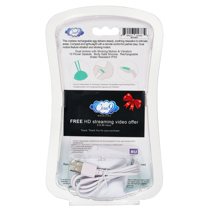 Backside of the packaging for the Cloud 9 Wireless Remote Control Eggs | Kinkly Shop