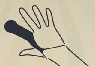 Illustration shows the Demon Kat Finger Bang being worn on a finger. It makes the single finger twice as thick and adds a bulbous head to the tip. The ring at the base is wrapped around the wearer's wrist to anchor the dildo. | Kinkly Shop