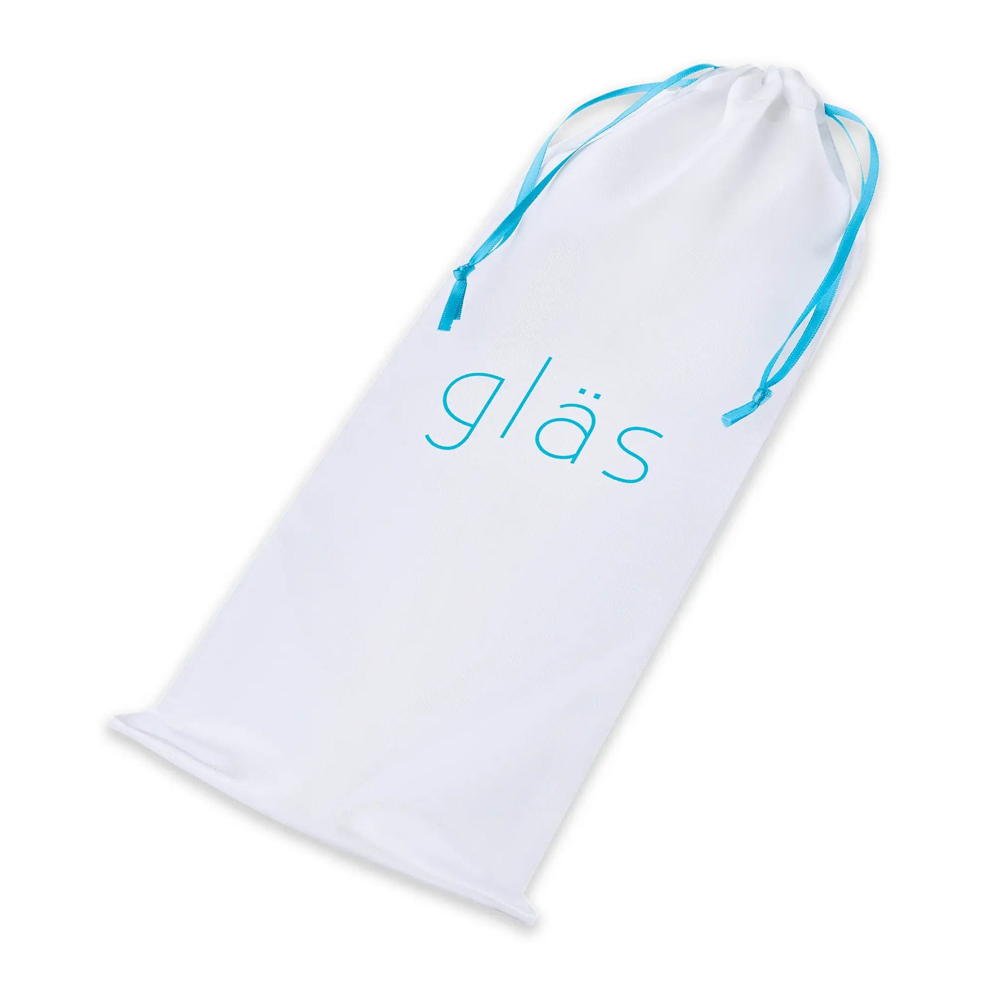 The white, drawstring bag included with the Glas 7" Straight Glass. The bag is unpadded. | Kinkly Shop