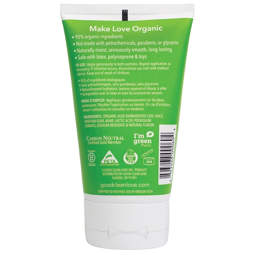 Back Side of the Squeeze Bottle Sex Lubricant Good Clean Love 4oz | Kinkly Shop
