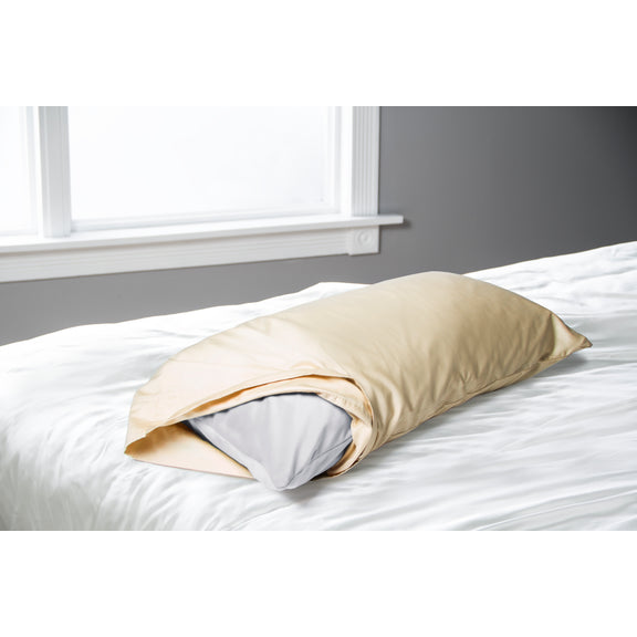 Liberator Humphrey in grey slid into a yellow pillowcase to show its ability to be discreet sex furniture | Kinkly Shop