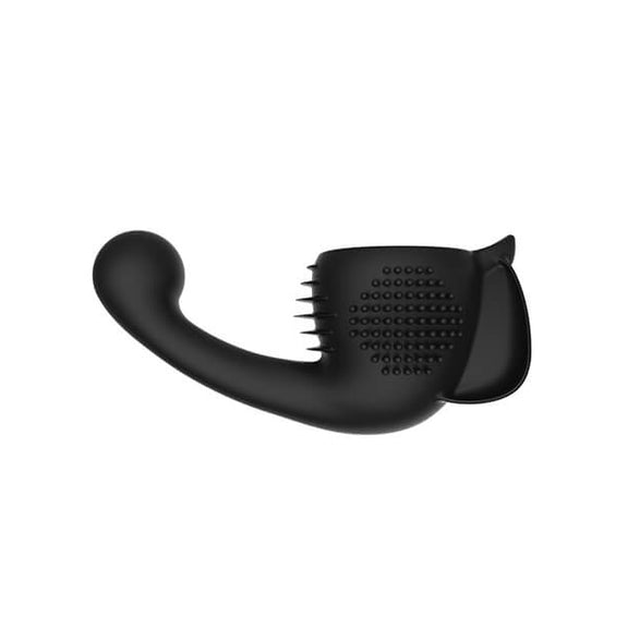 Lovense Domi 2 Vulva Attachment from a side profile. This shows off the various textures and protrusions of the attachment. | Kinkly Shop
