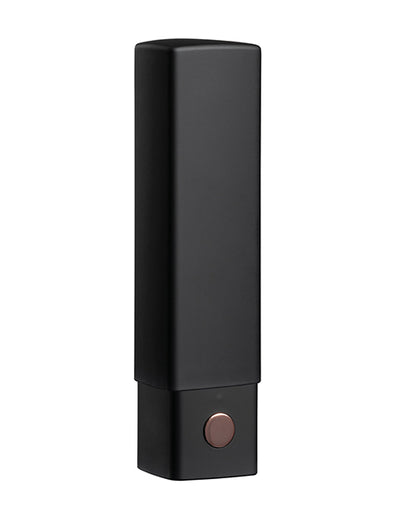 The Lovense Exomoon with the lid on. With the lid on, it looks like a standard tube of lipstick. It has no outward markings that would say what it is. The button at the base even looks like a brand name choice. | Kinkly Shop