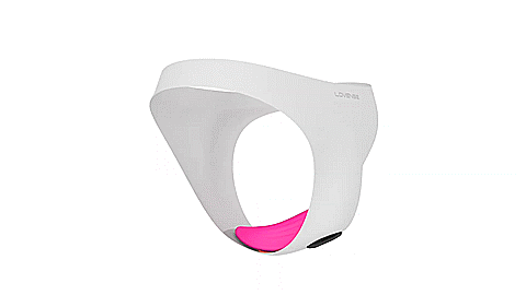 GIF shows how the Lovense Ferri connects to a pair of panties. It shows the Ferri secured against illustrated undies with the magnet clasp. | Kinkly Shop