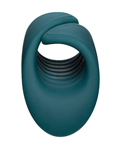 Interior view of the Lovense Gush showcases the ribbed texture found inside of the Lovense Gush. This angle also makes it clear that the "wings" of one side of the Gush are not fused together to allow them to expand to fit a variety of penis thicknesses. | Kinkly Shop