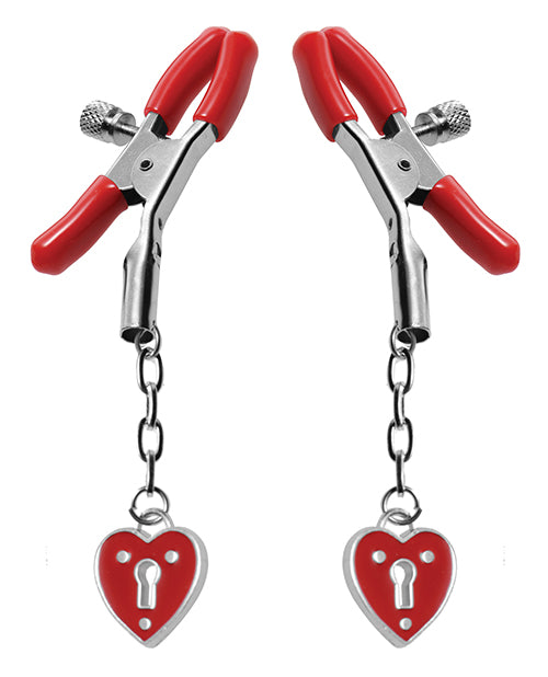 Master Series Charmed Heart Padlock Nipple Clamps | Kinkly Shop