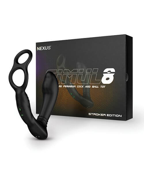 The Nexus Simul8 Stroker Edition next to the packaging that it comes in. | Kinkly Shop