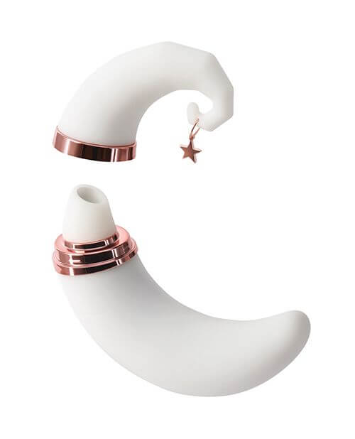 The NS Novelties Firefly Dream Glow against a white background. The tip is removed to showcase the air suction tip that is hid underneath the "cap" that features the star charm at the end. | Kinkly Shop