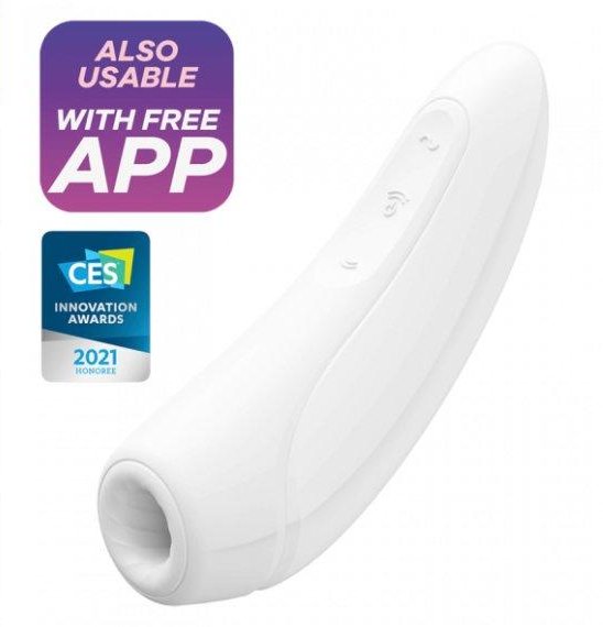 Satisfyer Curvy+ Series. Image says "Also Usable with Free App" and "CES Innovation Awards 2021 Honoree" | Kinkly Shop