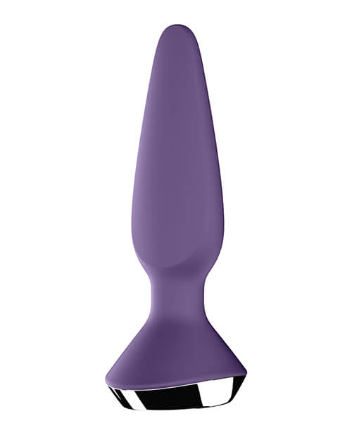 The backside of the Satisfyer Plug-ilicious anal plug 1 plug shows that it has a rounded design that's flat on some sides. | Kinkly Shop