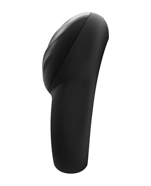 Side view of the Satisfyer Signet Ring. This showcases how protruding the clitoral vibrator is compared to the slimmer ring of the cock ring itself. | Kinkly Shop